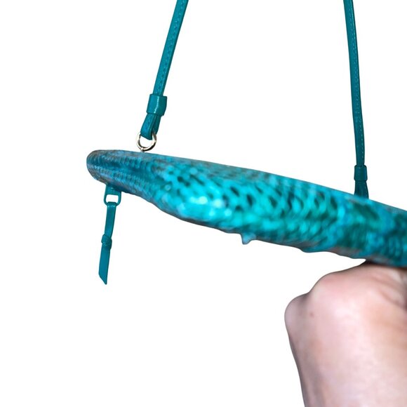 Clemente Vintage Womens Crossbody Clutch Bag Green Snake Skin Casual - Picture 11 of 11